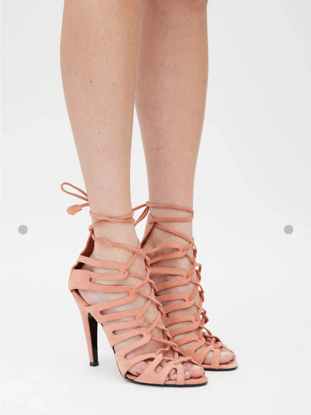 Hermes Impulsion Strappy Gladiator Pink Suede Sandals